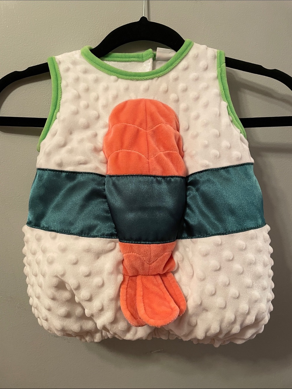 Baby Plush Textured Sushi Halloween Costume - White Teal Orange Velcro Closure